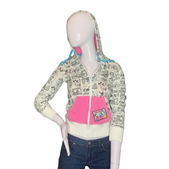 Disney Mickey and Minnie Hoodie Zipper down Black and White Printed Size… - Picture 6 of 13